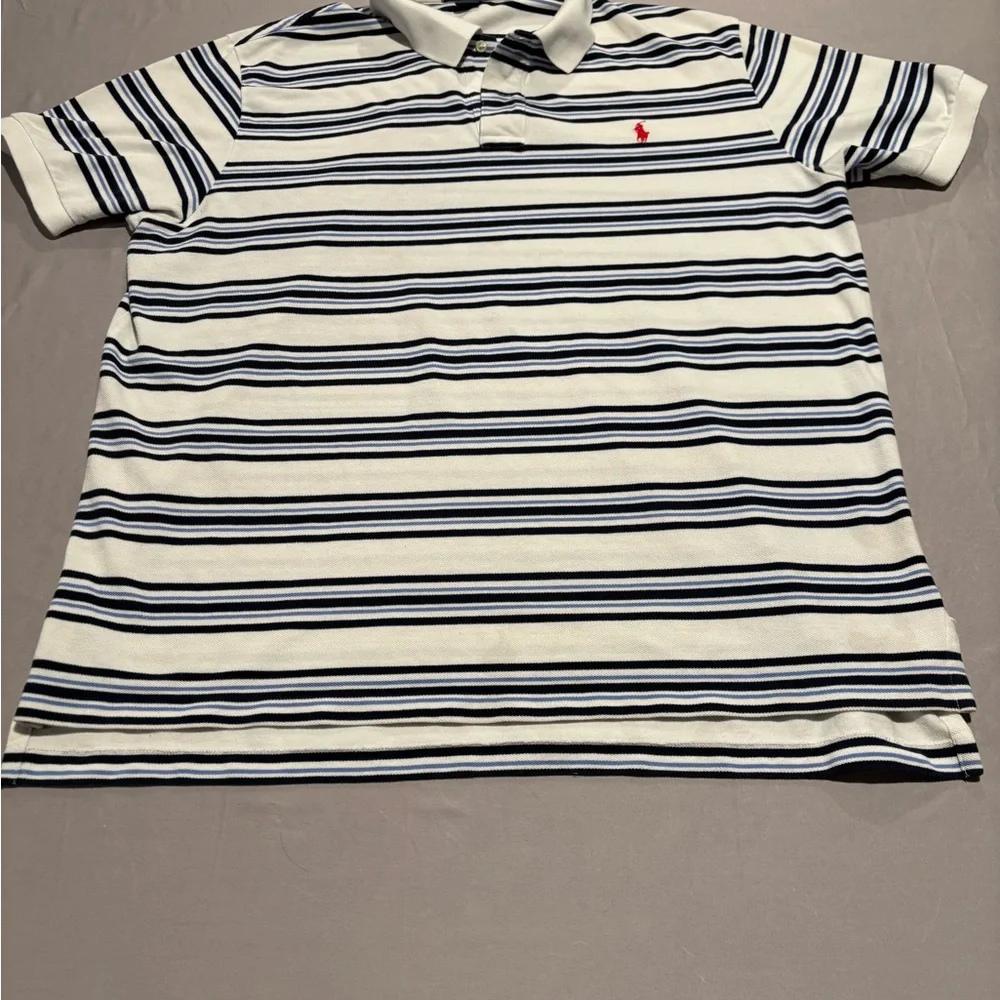 Polo Ralph Lauren Men's XXL Striped Polo Shirt Blue White Black Red Pony Logo